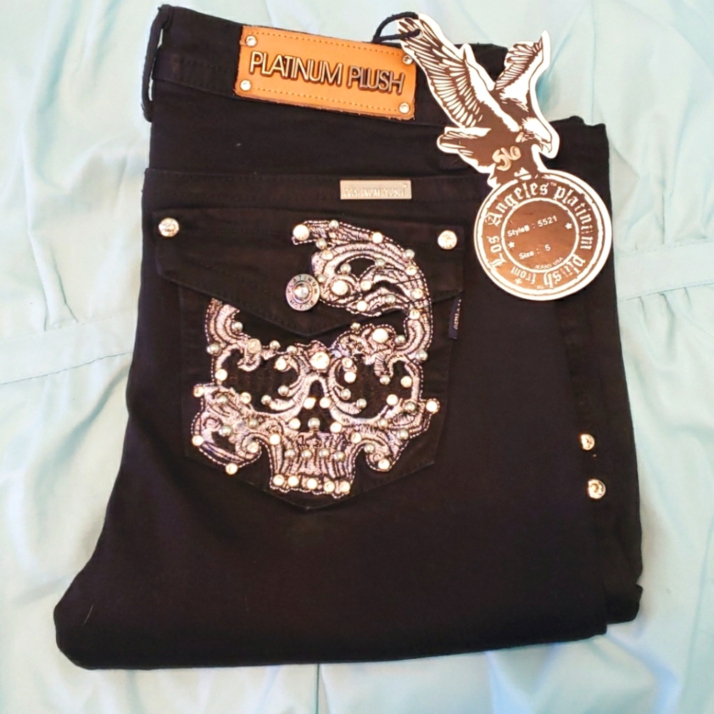 Skull platinum plush jeans